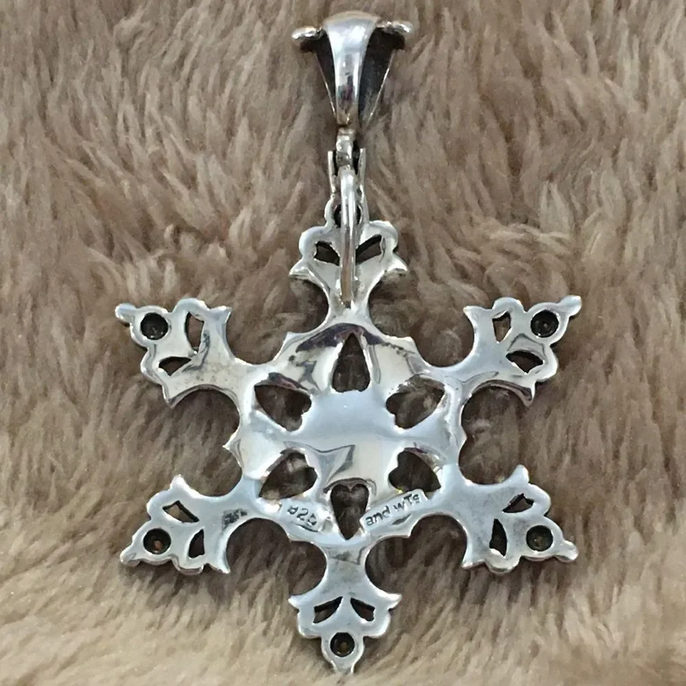 Marcasite Crystal Sterling Silver 925 Snowflake Pendant